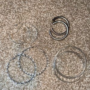 Silver hoop earring set